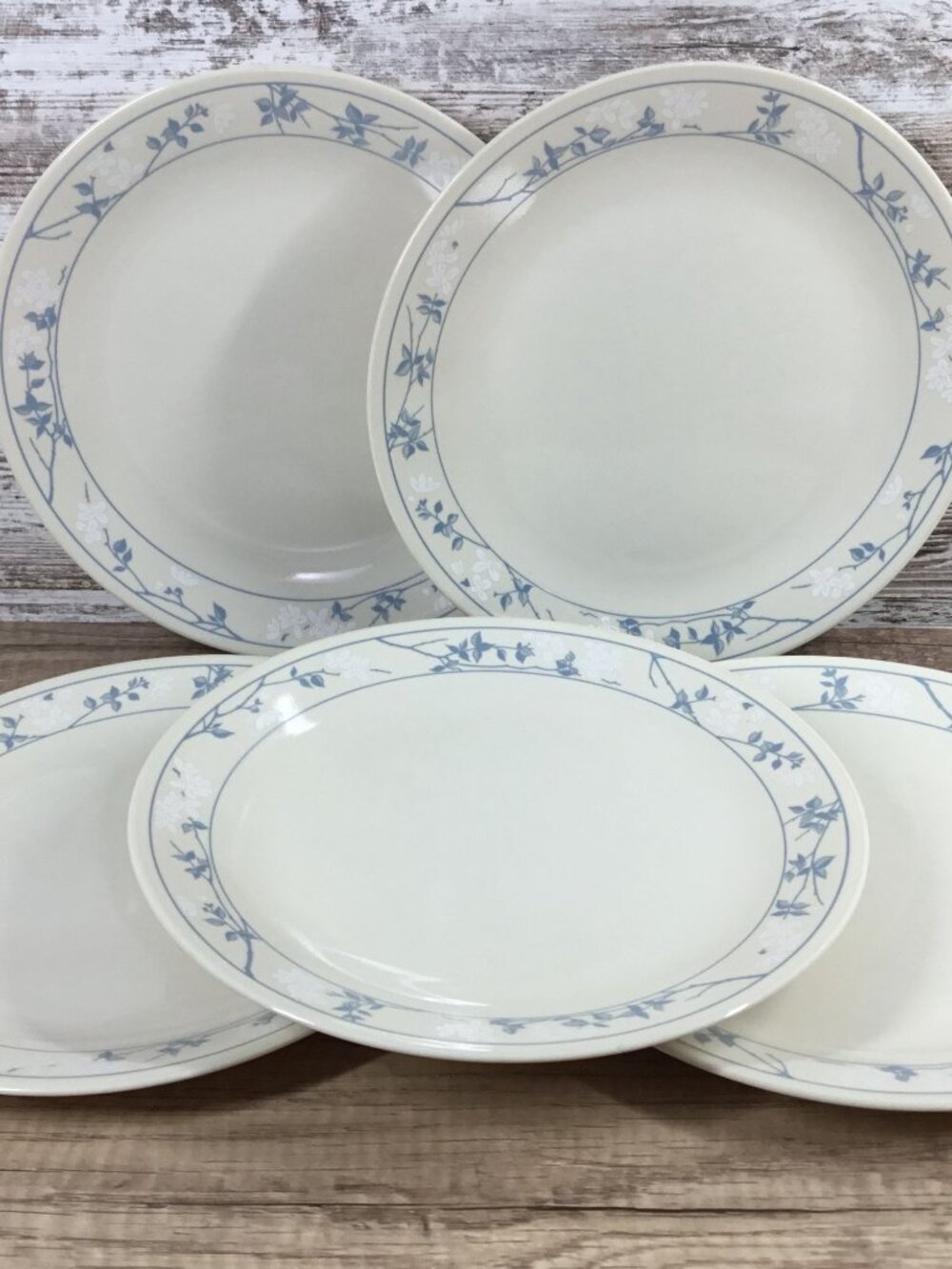 Set of 5 Corelle First Of Spring 10 1/4" Dinner Plates Floral Blue White Beige
